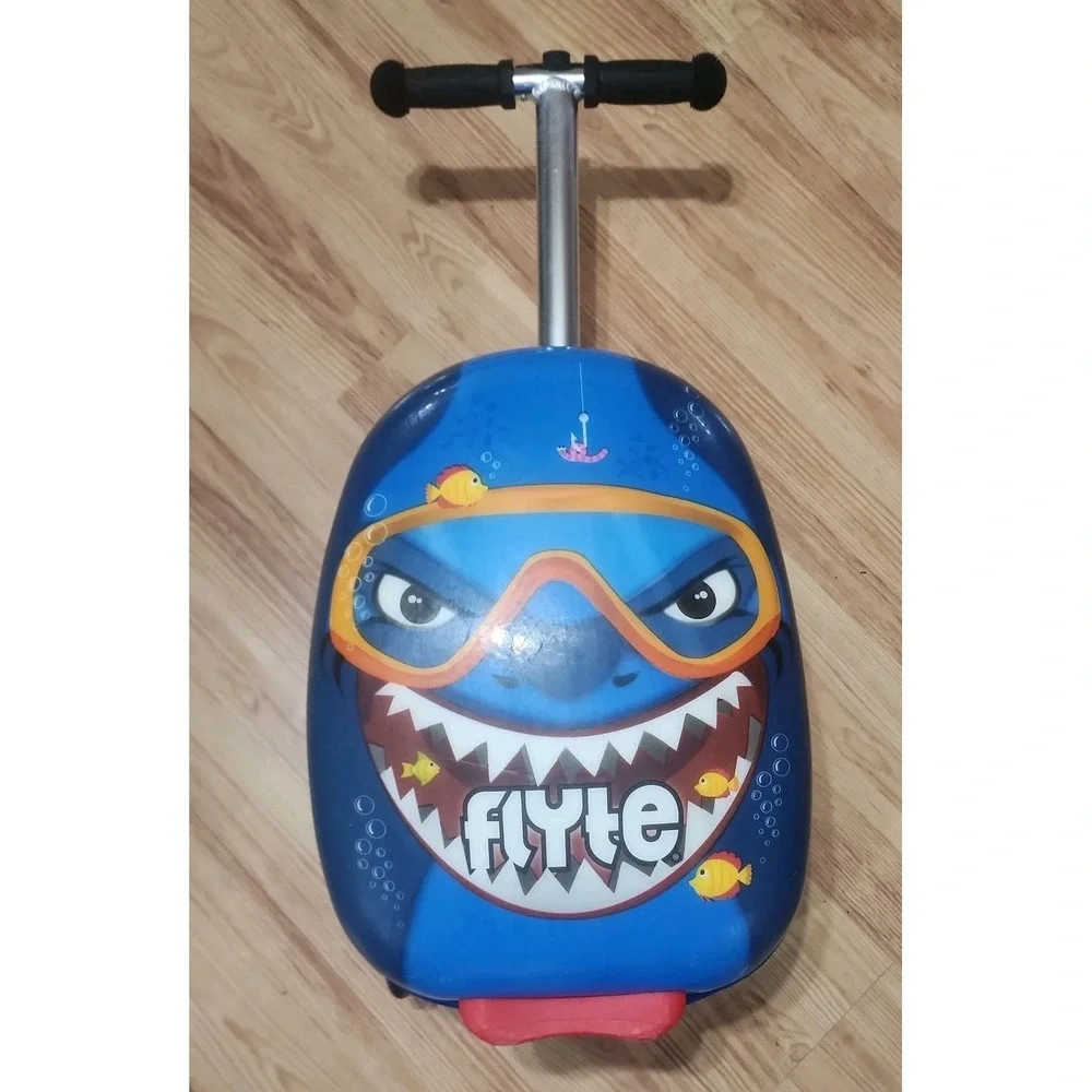 Zinc Flyte Shark Scooter Suitcase Children's Luggage carrying on vacation travel